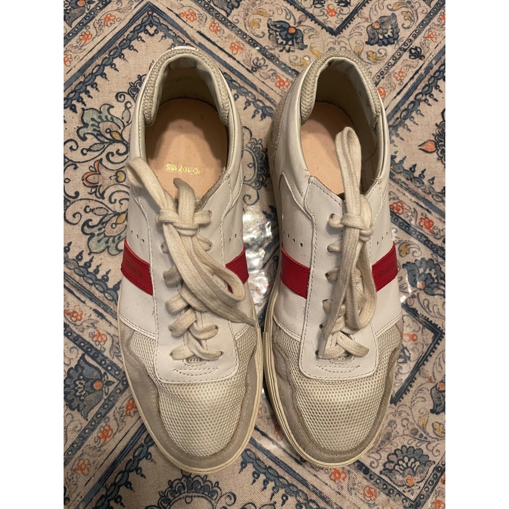 Axel Arigato Dunk White Red Leather Suede Mesh Low Top Sneakers Mens 41 US 8 - Picture 3 of 6